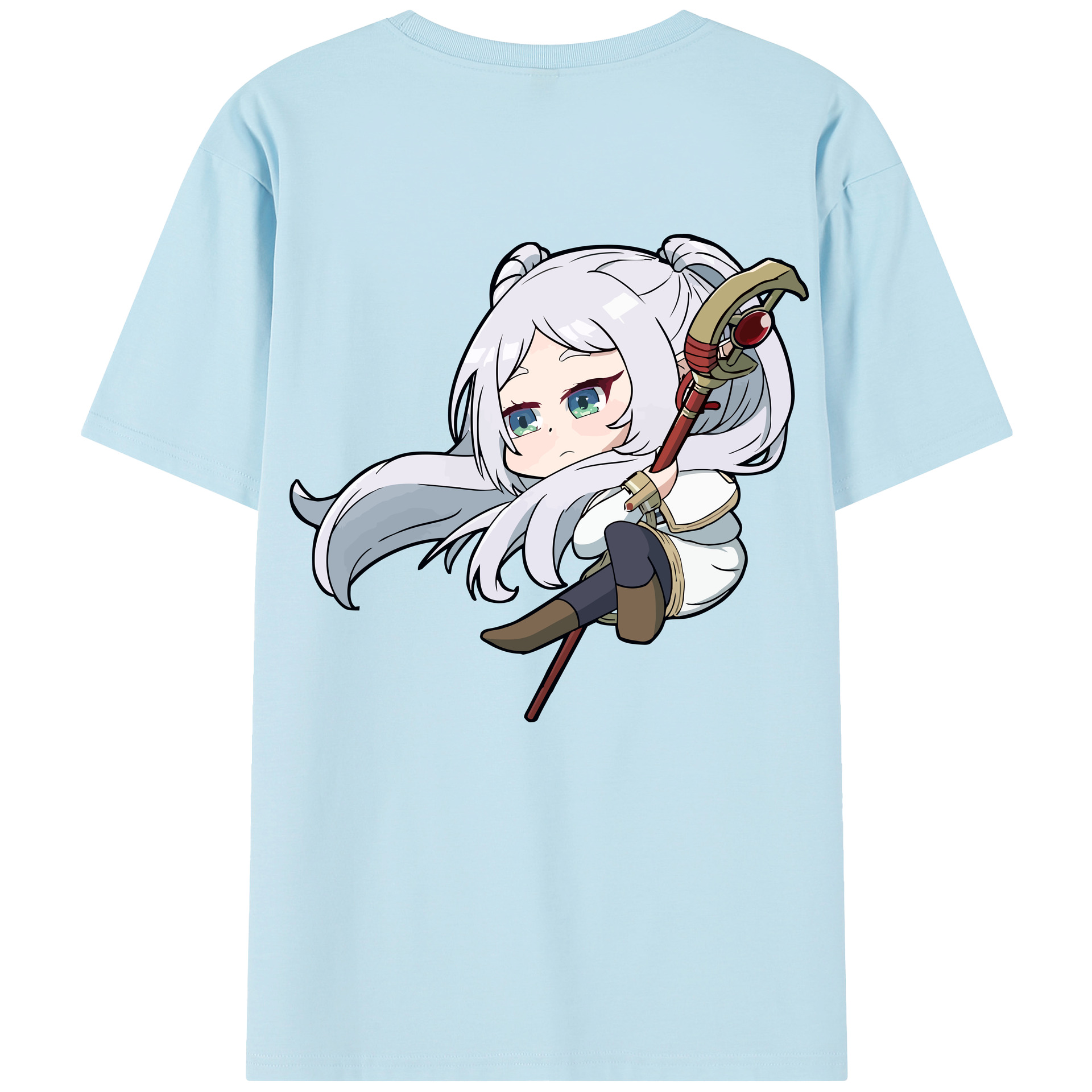 （画像用） 葬送のフリーレン Frieren 綿100％半袖Tシャツ（背面プリント）